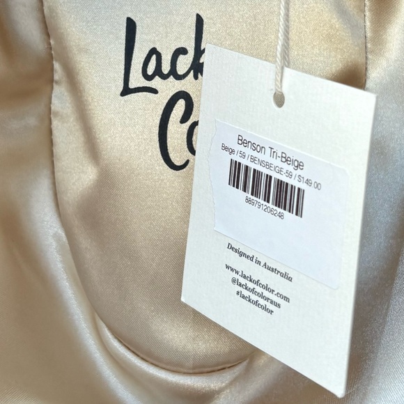 Lack Of Color Rancher Hat 100% Wool in Beige w Velvet Band and Embroidery Detail - Picture 11 of 13